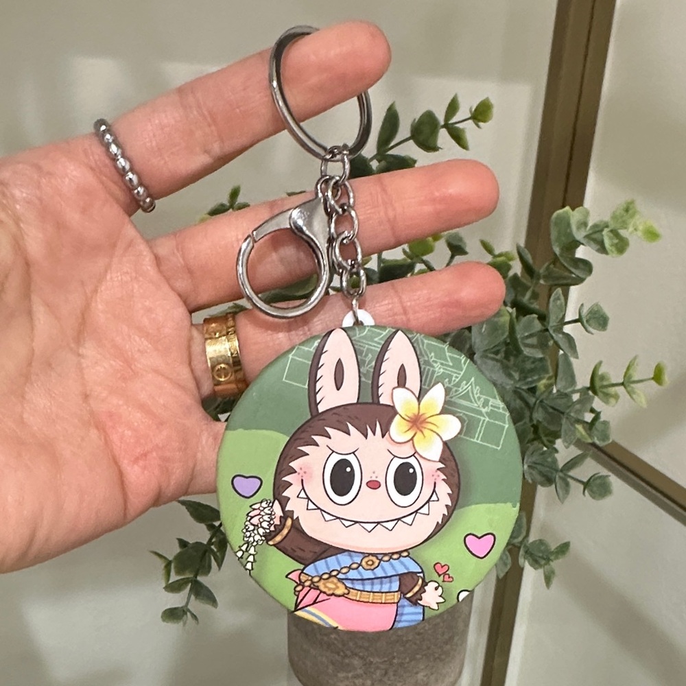 Cute Labubu Mirror Keychains Set - Picture 2 of 8